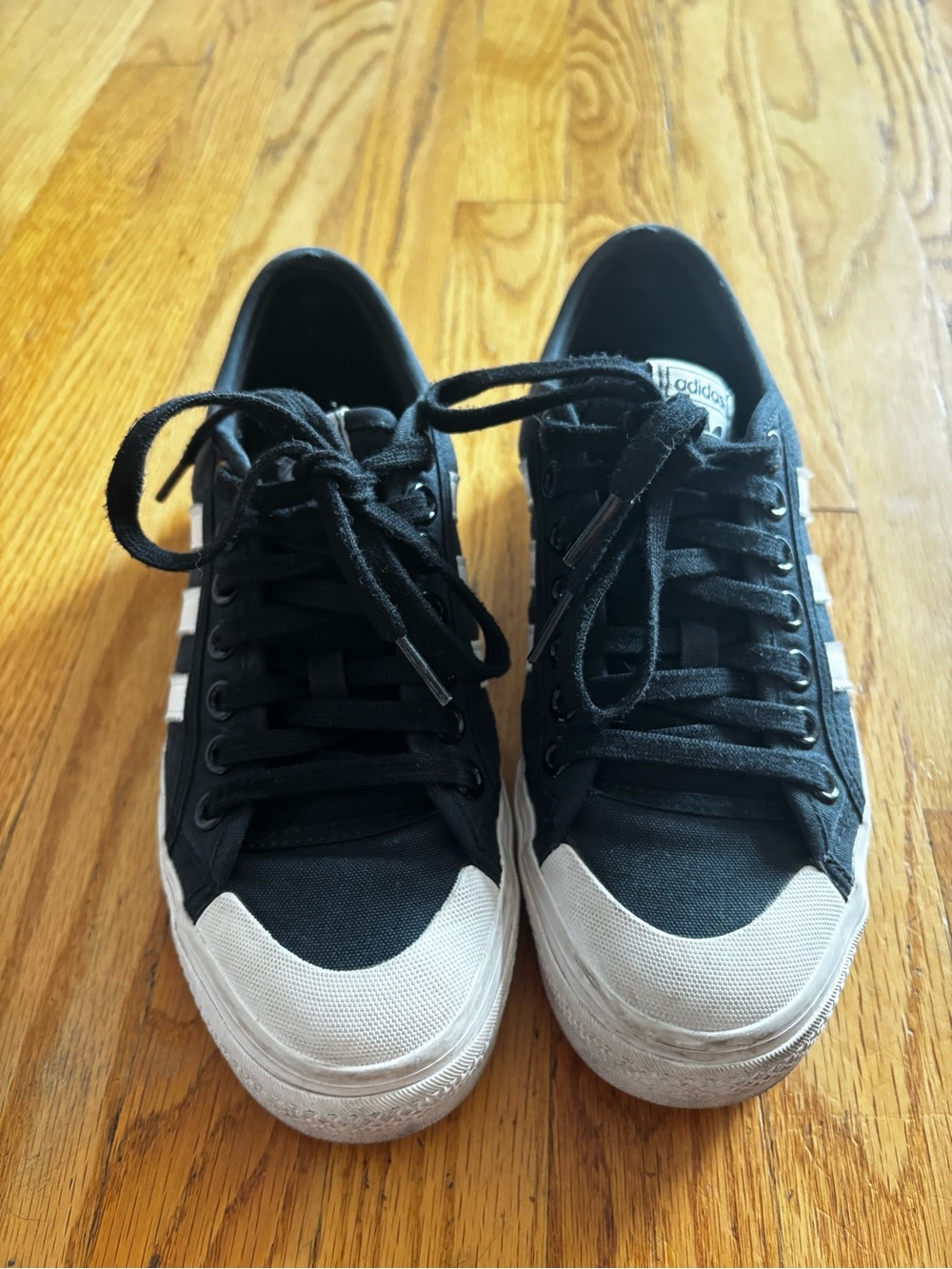 adidas Nizza platform black and white sneakers